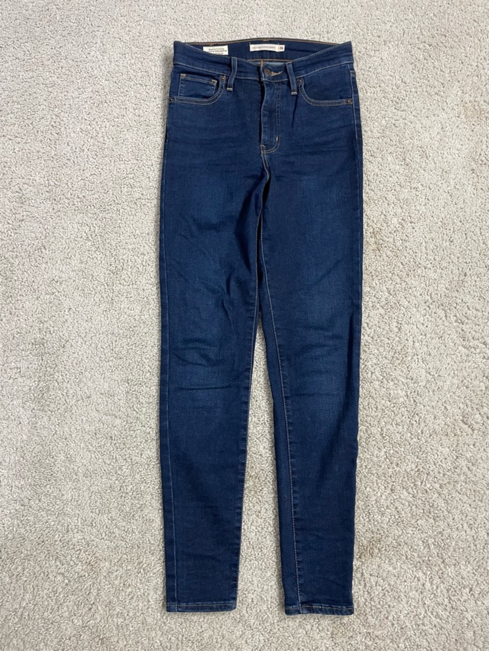 Womens LEVIS PREMIUM Dark Indigo Blue MILE HIGH SUPER SKINNY Stretch DENIM JEANS